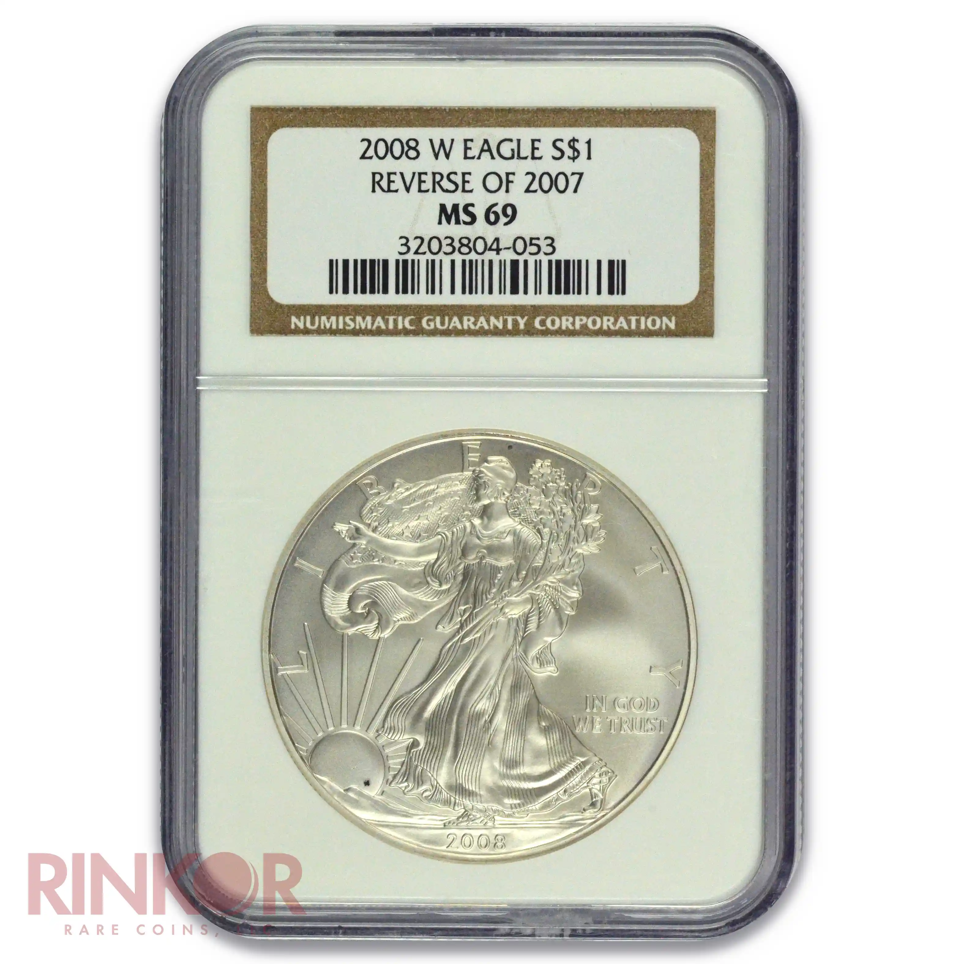 2008-W Reverse of 2007 $1 Silver Eagle NGC MS 69