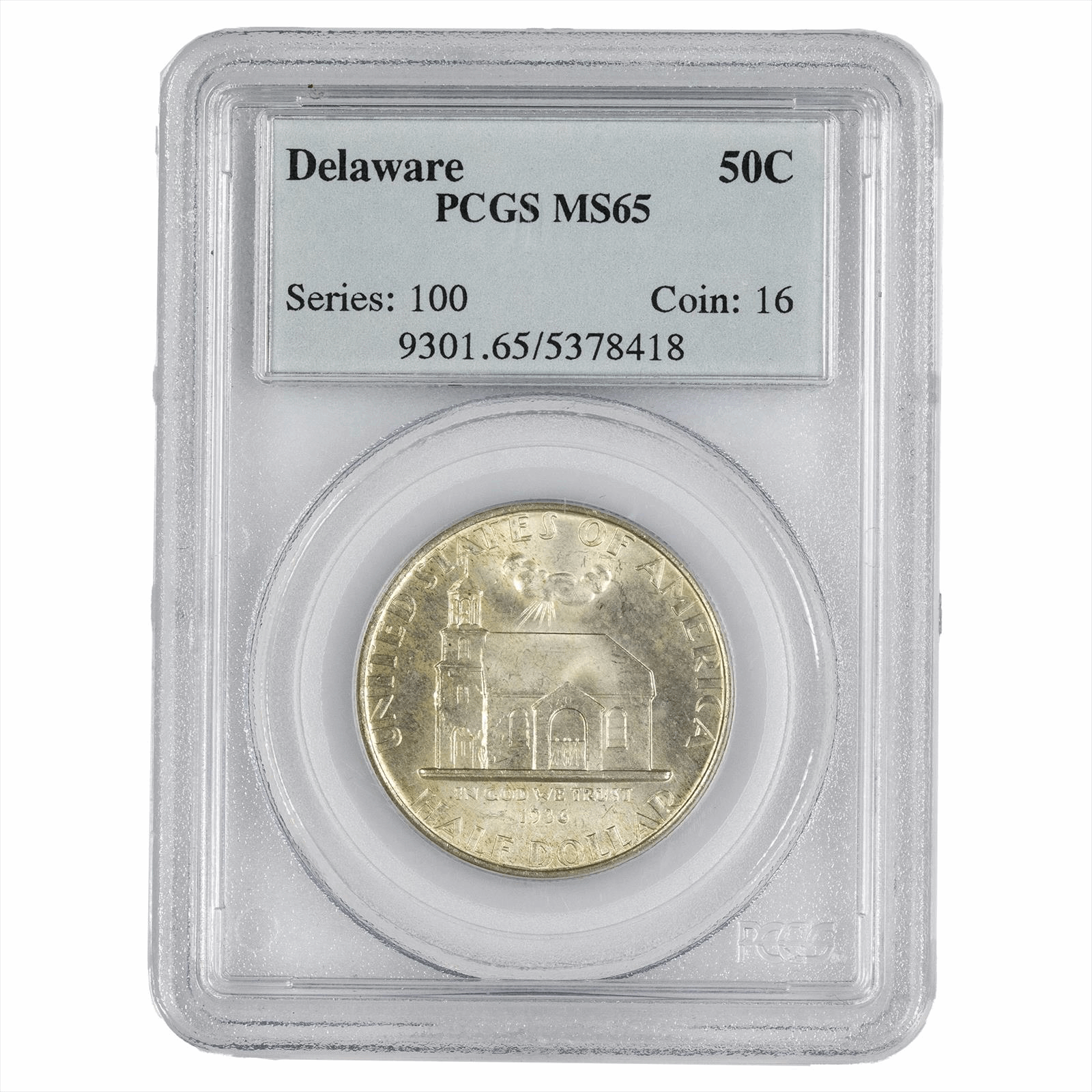 1936 50C Half Dollar Delaware PCGS MS 65 