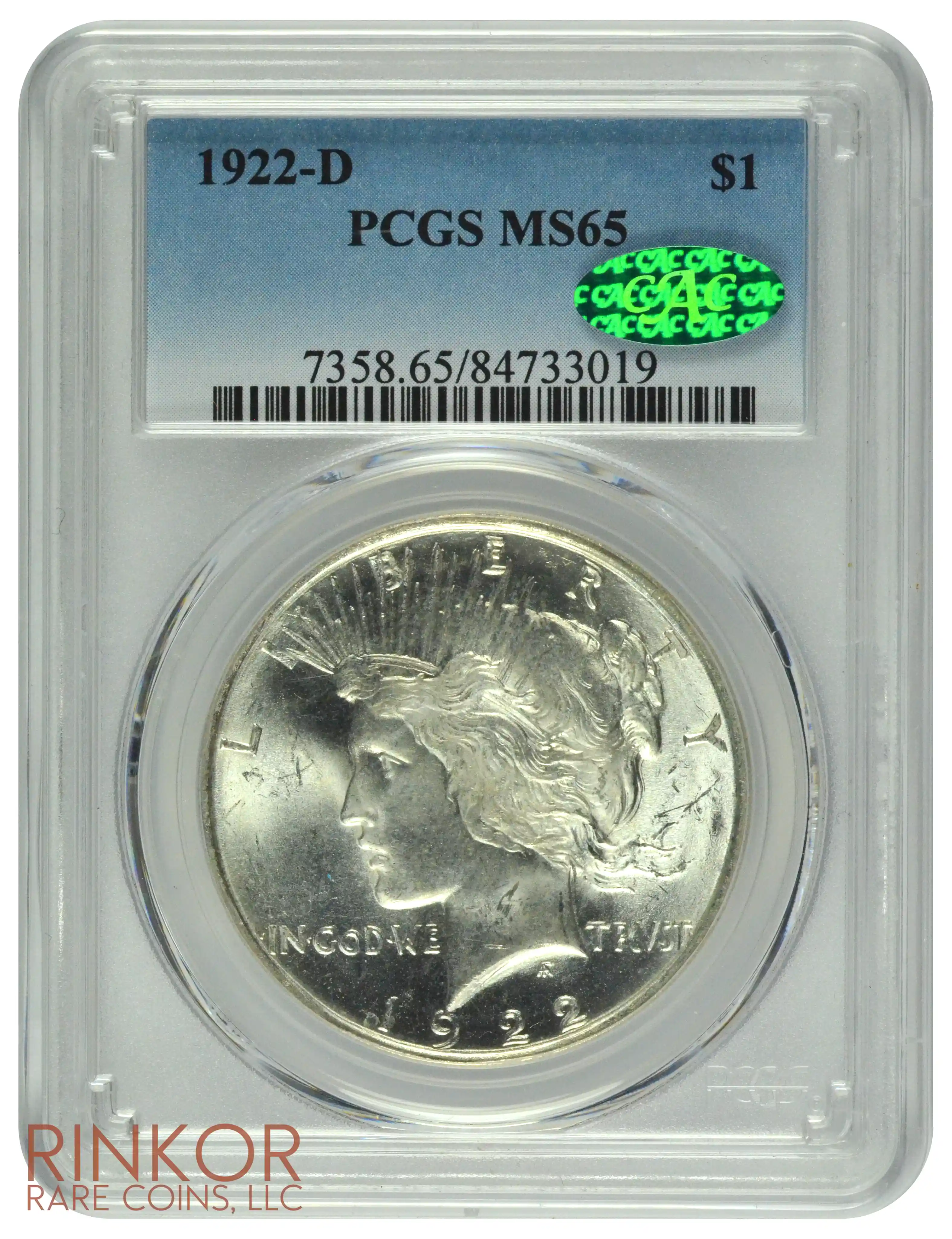 1922-D $1 PCGS MS 65 CAC