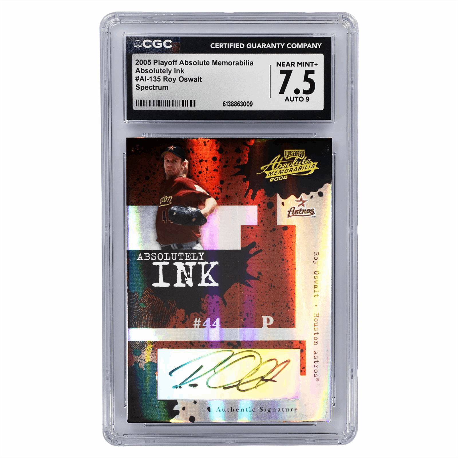 2005 Playoff Absolute Memorabilia Absolutely Ink Roy Oswalt Spectrum #AI-135 CGC NM+ 7.5 AUTO 9