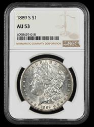 1889 S $1 NGC AU-53