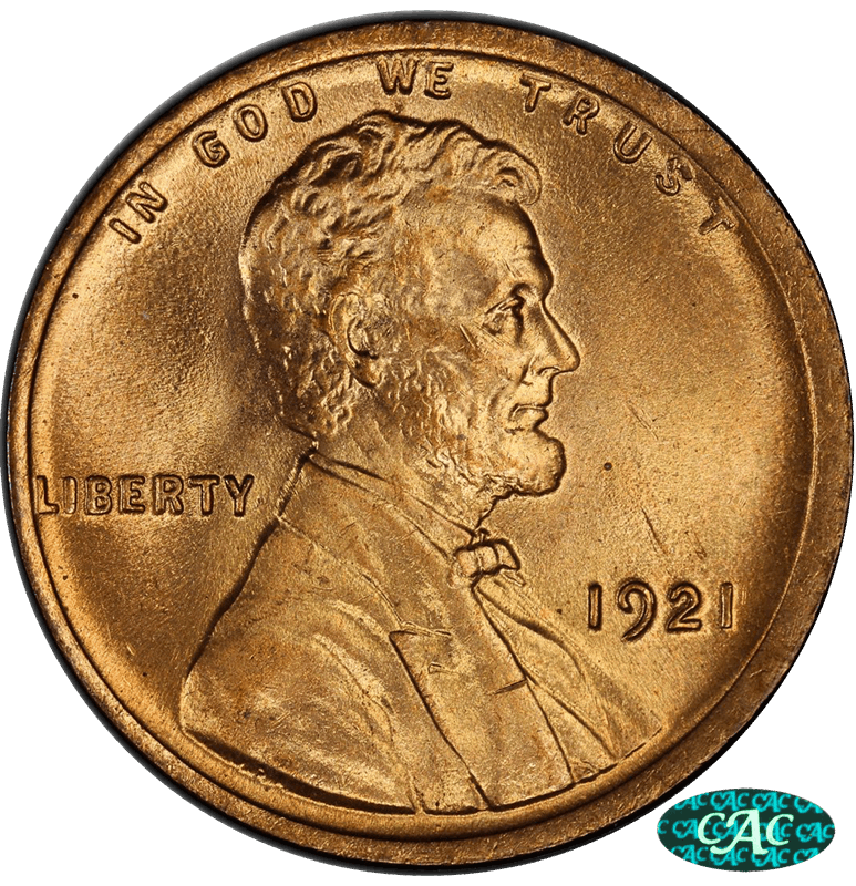 1921-P Lincoln Wheat Cent, PCGS MS65 RD CAC ~ Lustrous and Great Color