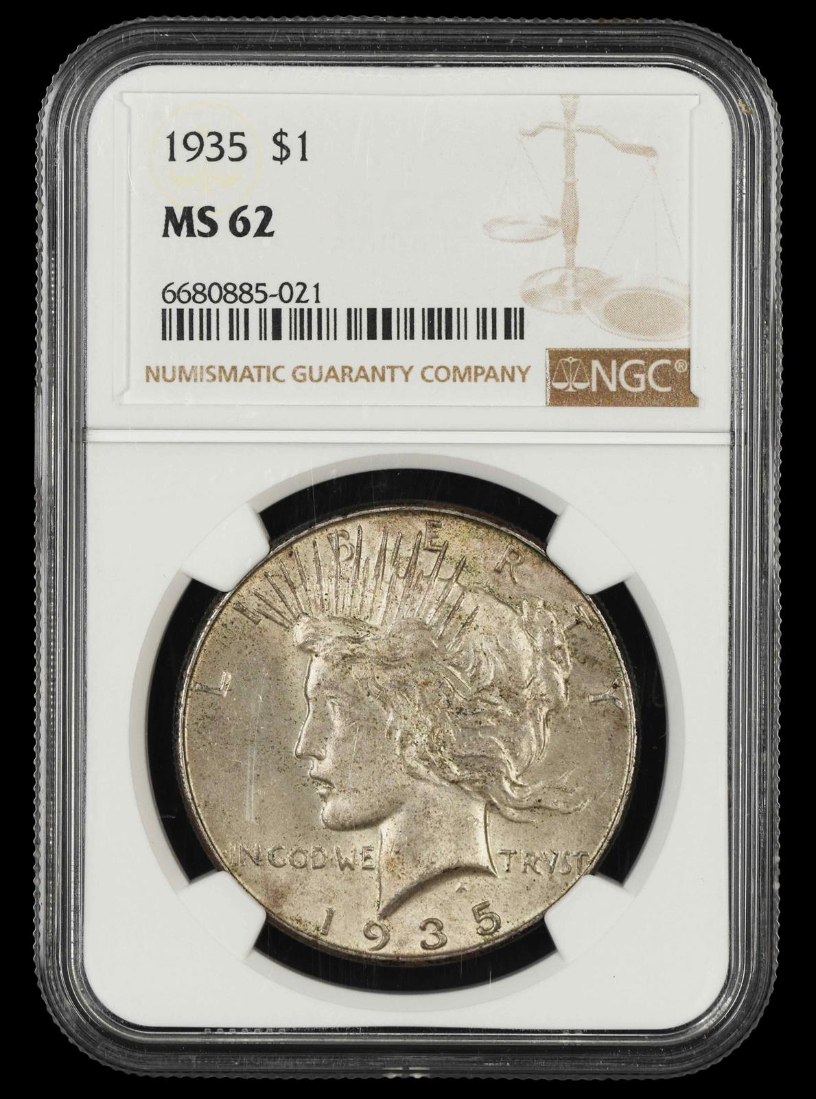1935 $1 NGC  MS62