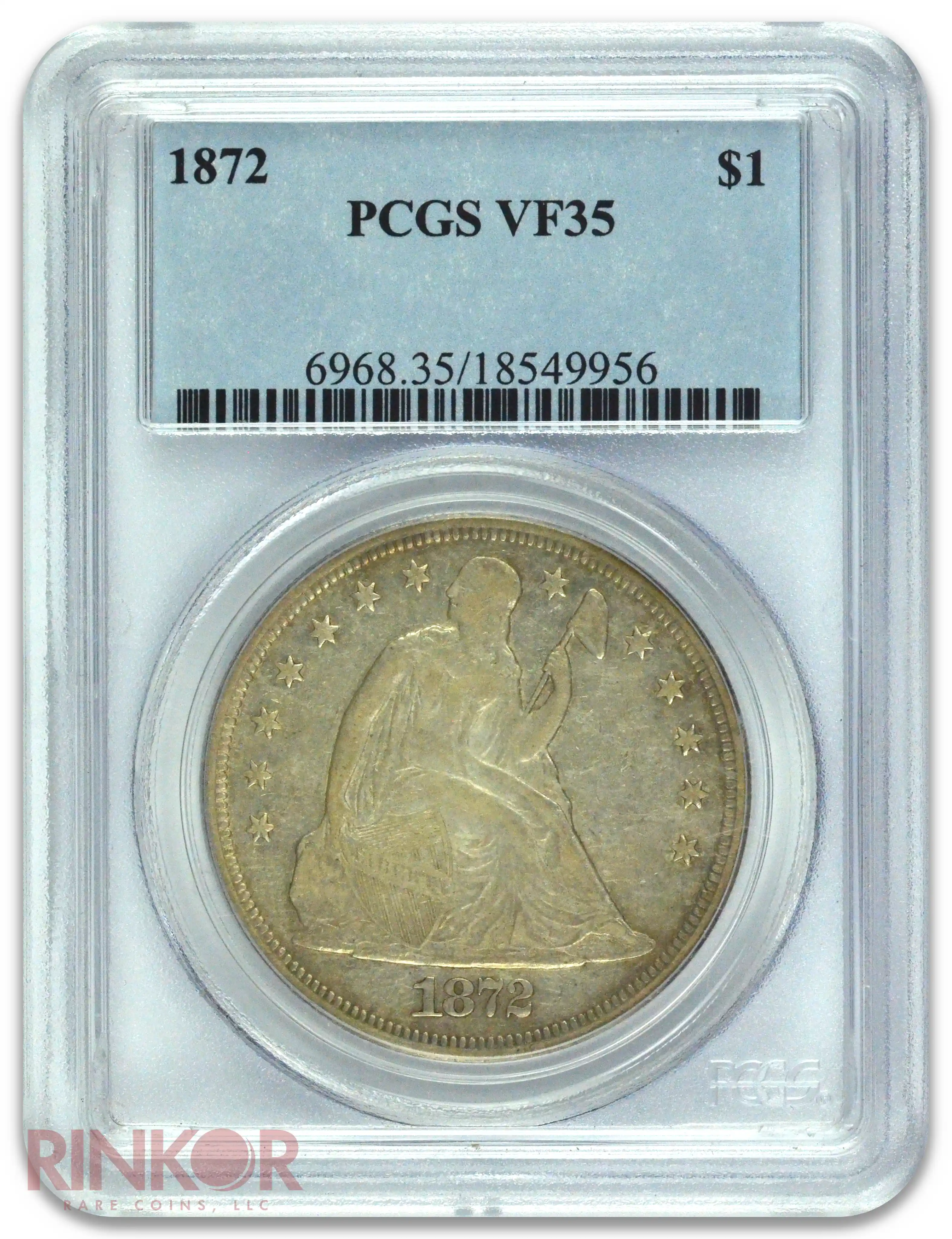1872 $1 Seated Dollar PCGS VF-35
