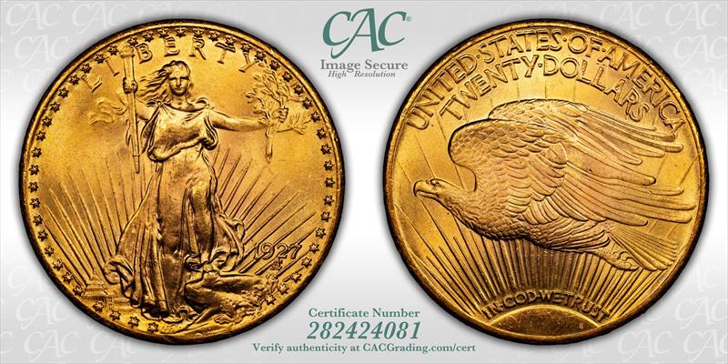 1927 $20 CACG MS 66