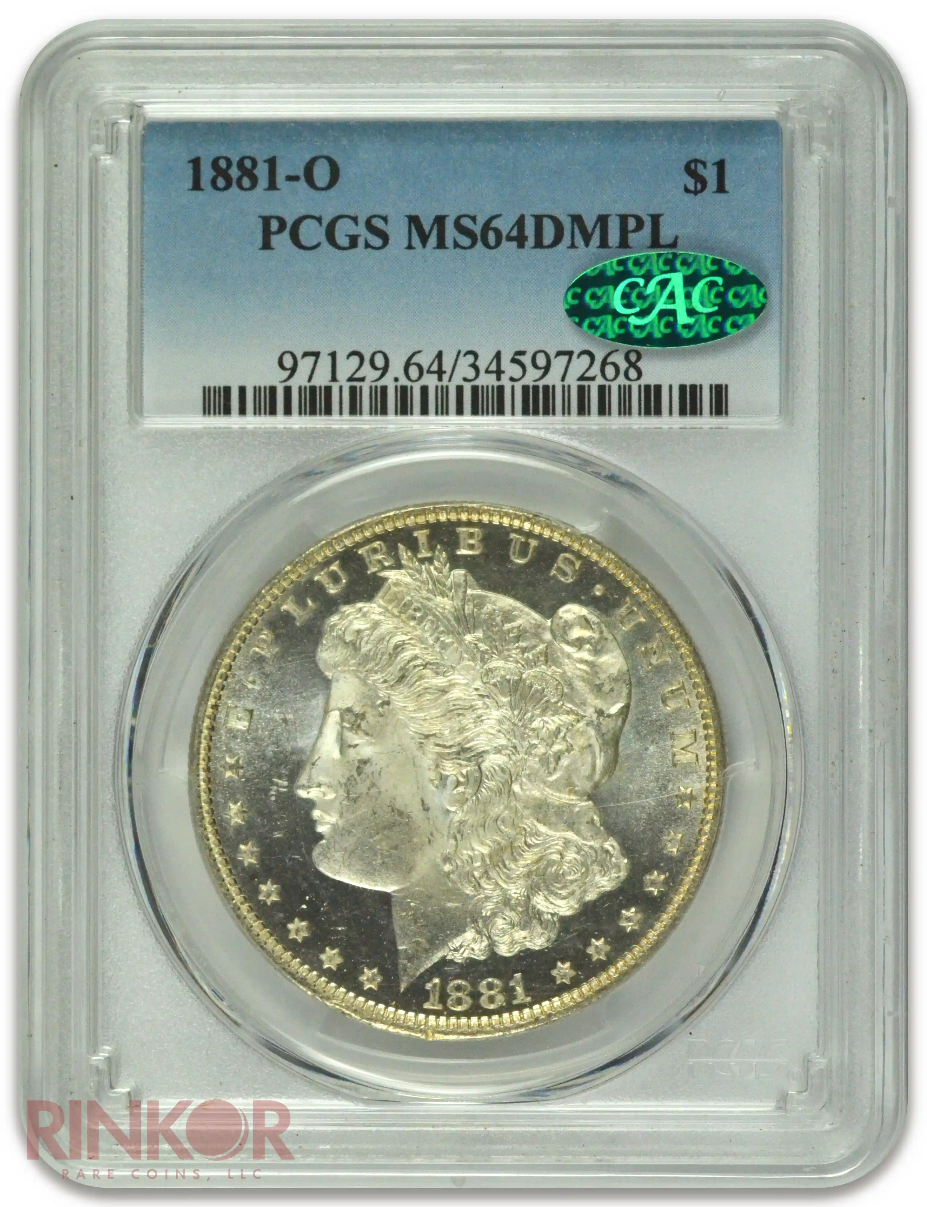 1881-O $1 Morgan Dollar PCGS MS 64 DMPL CAC