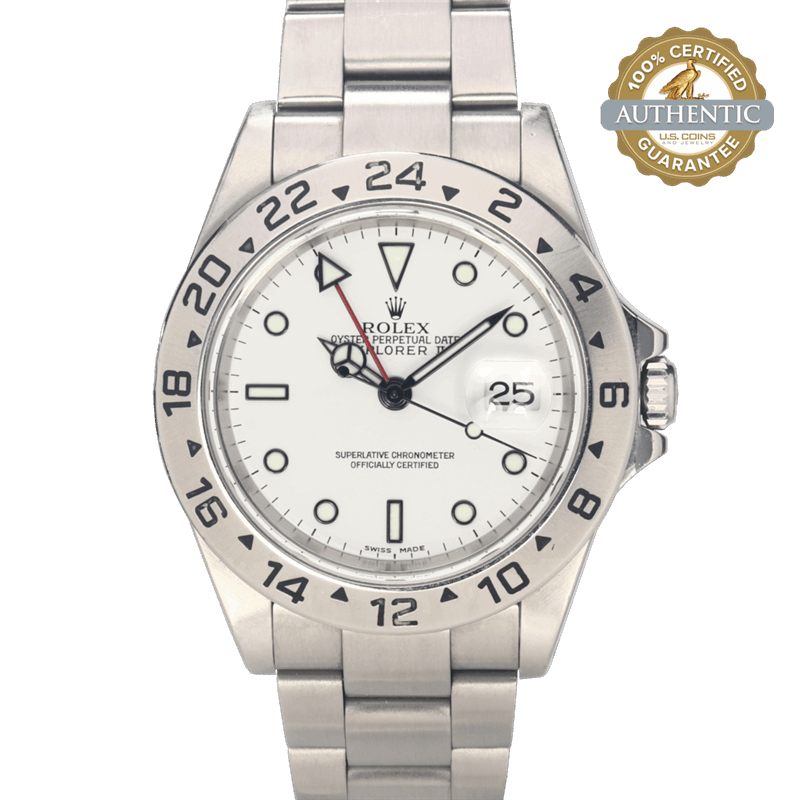 Rolex 40mm Explorer II 16570 Polar Dial Watch and Papers (2002) 