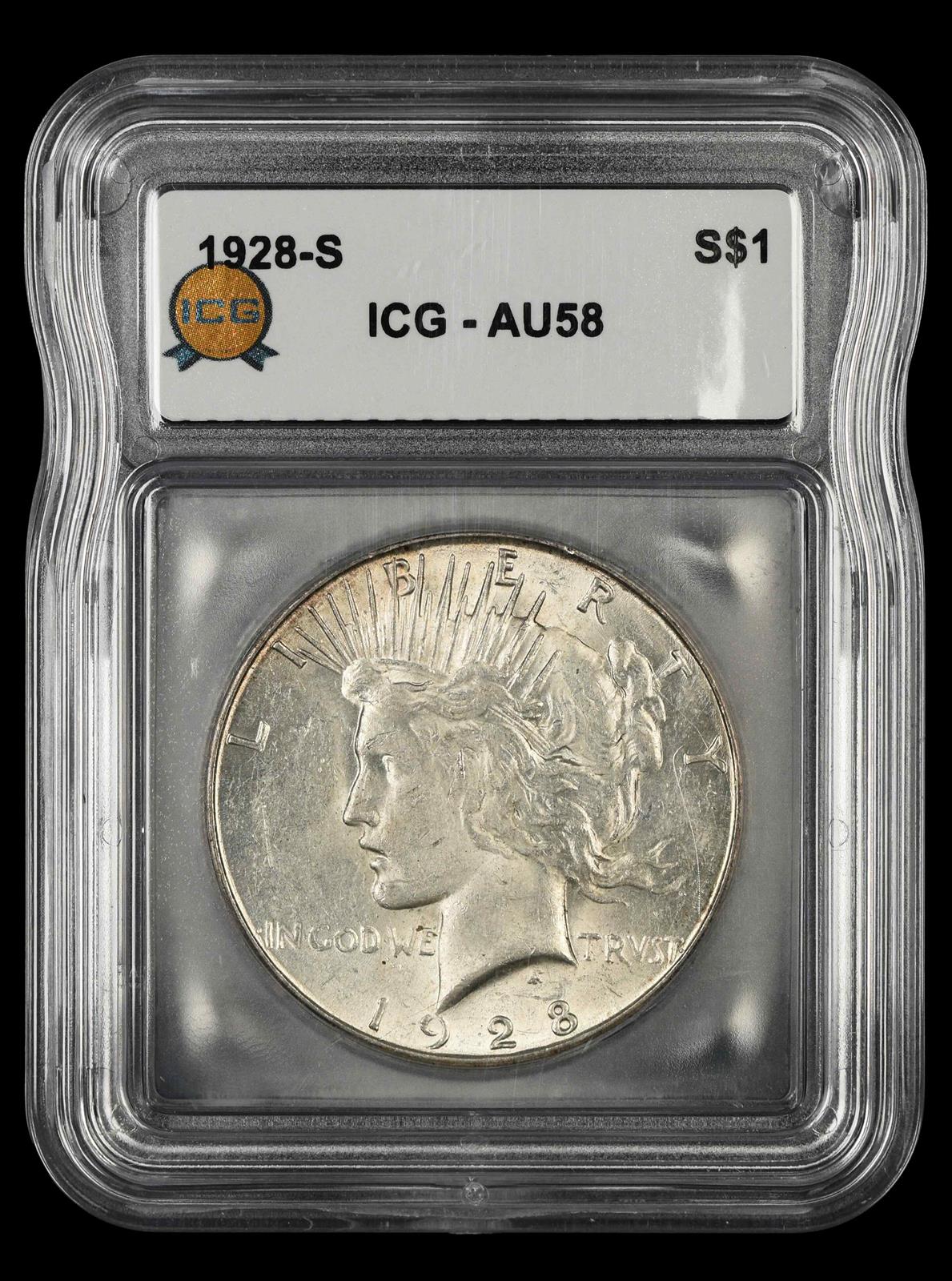 1928 S $1 ICG AU 58