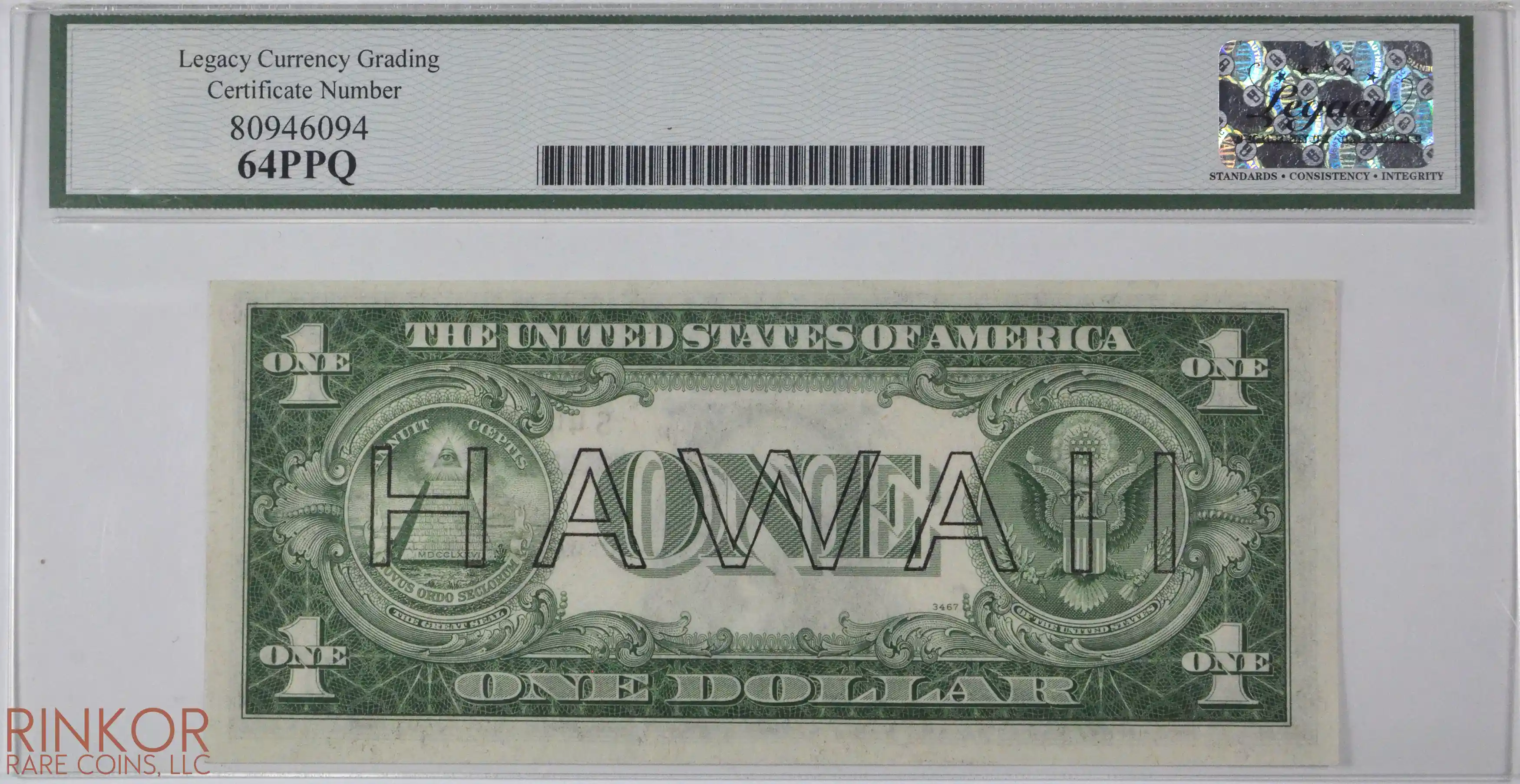 1935A $1 Fr. 2300 Hawaii Silver Certificate LCG CU 64 PPQ