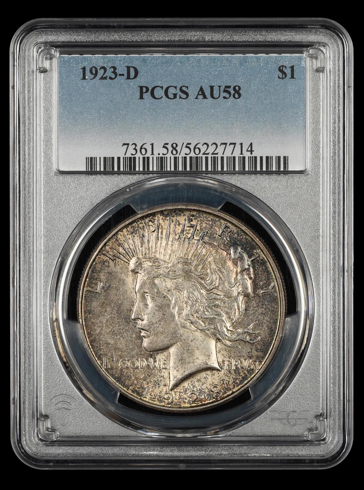 1923 D $1 NGC  AU 58