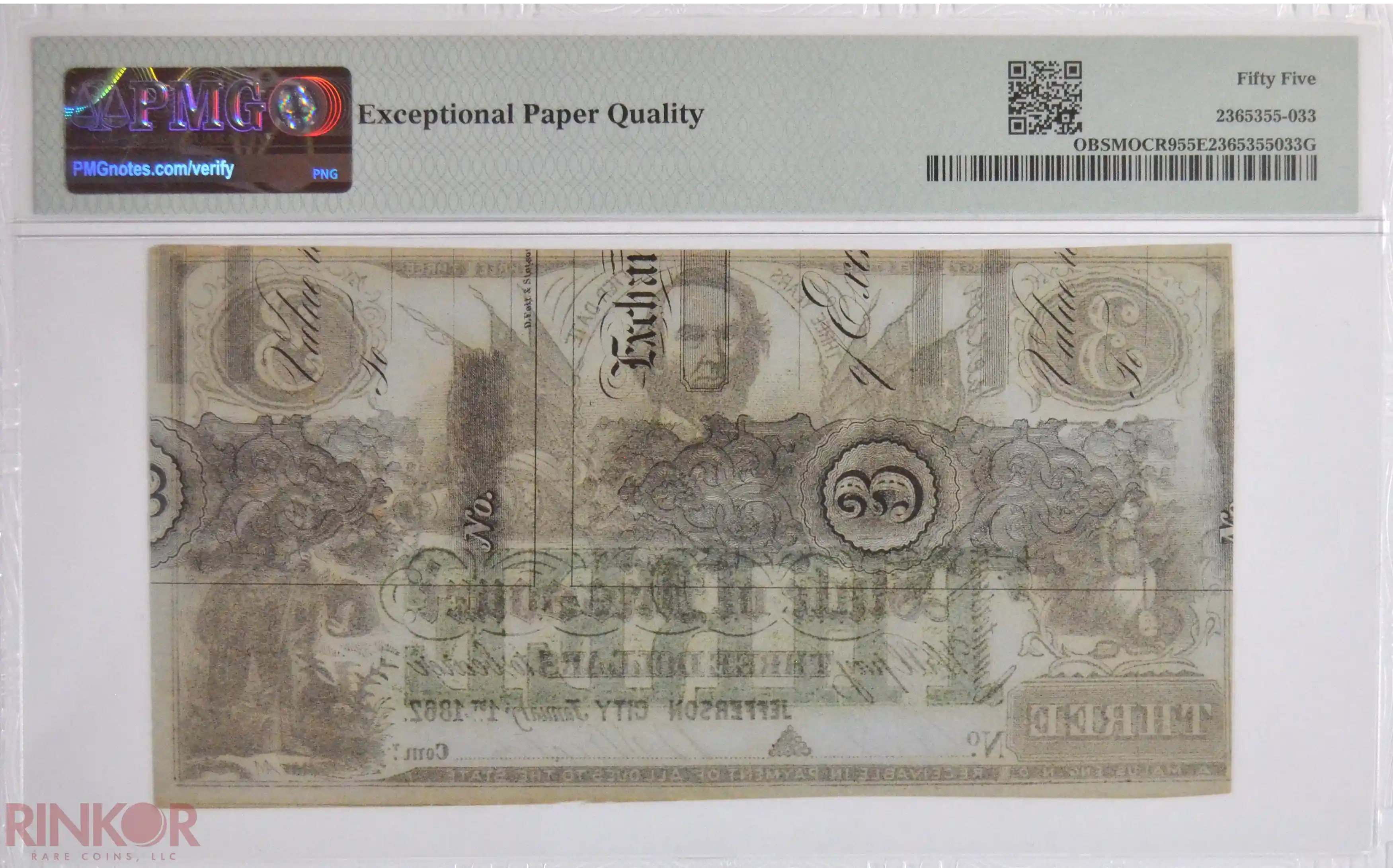 1862 State of Missouri Jefferson City Obsolete PMG AU-55 EPQ