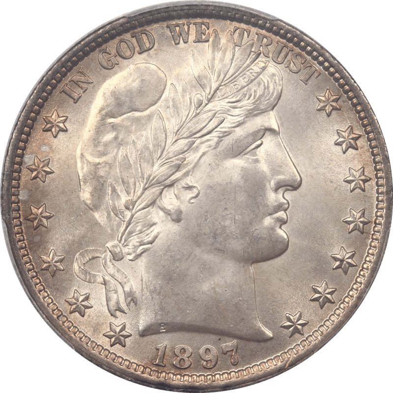 1897 Barber Half Dollar 50c PCGS MS65 CAC - Nice Golden Rim and Lustrous Coin