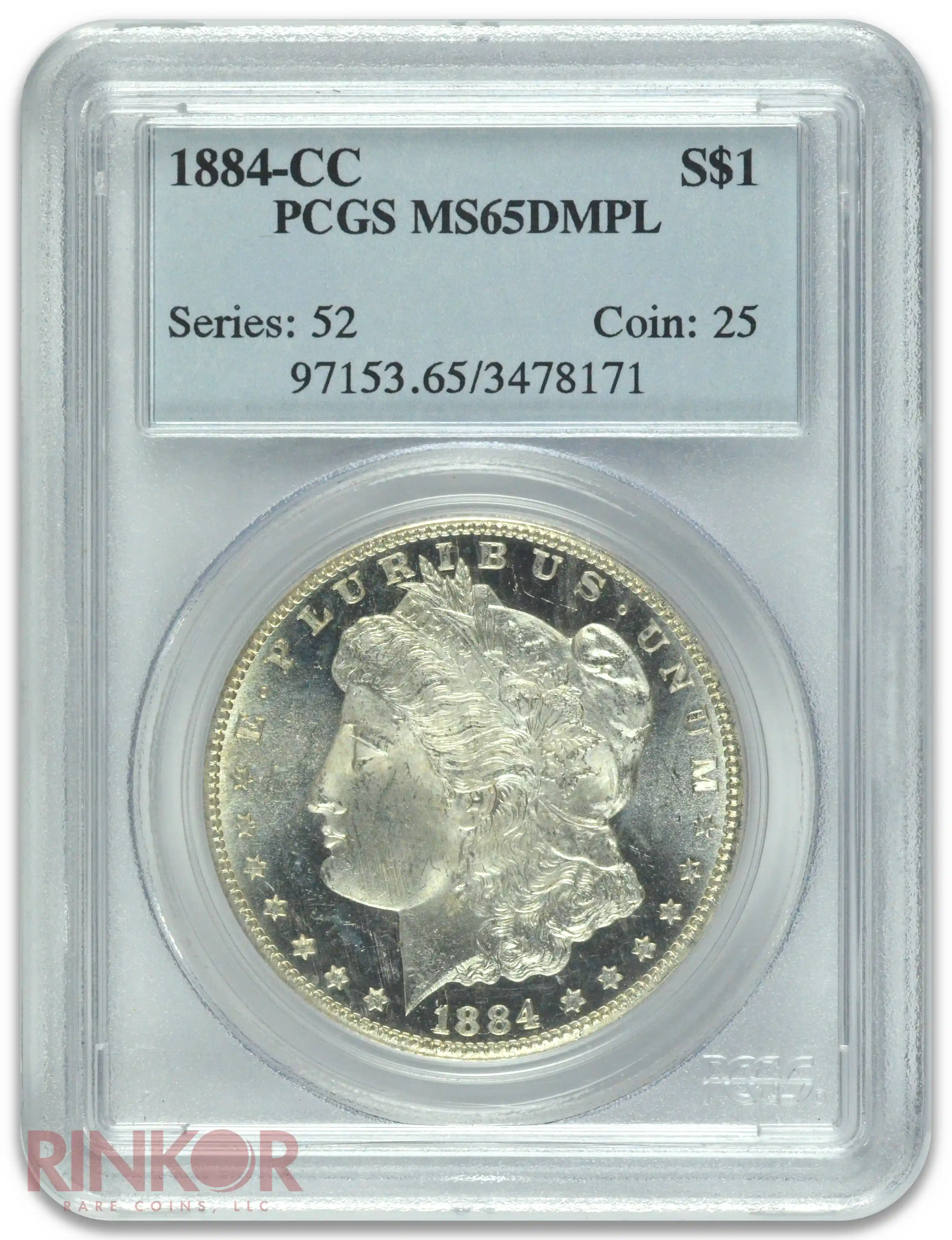 1884-CC $1 PCGS MS 65 DMPL