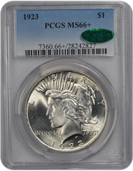 1923 Peace PCGS CAC MS 66+