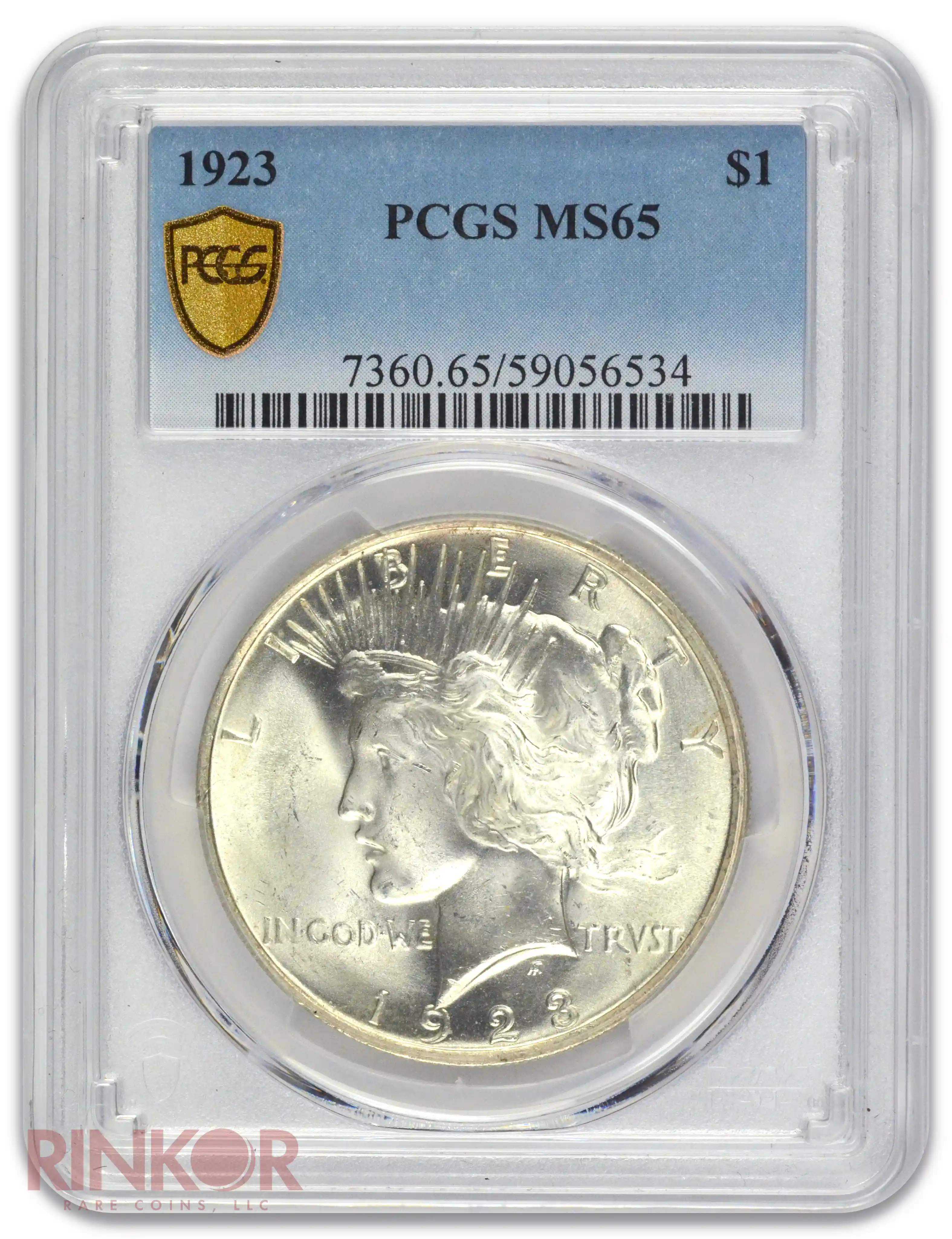 1923 $1 Peace Dollar PCGS MS 65