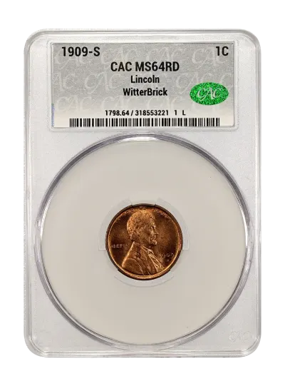 1909-S Lincoln 1C CACG WitterBrick MS 64 RD CAC