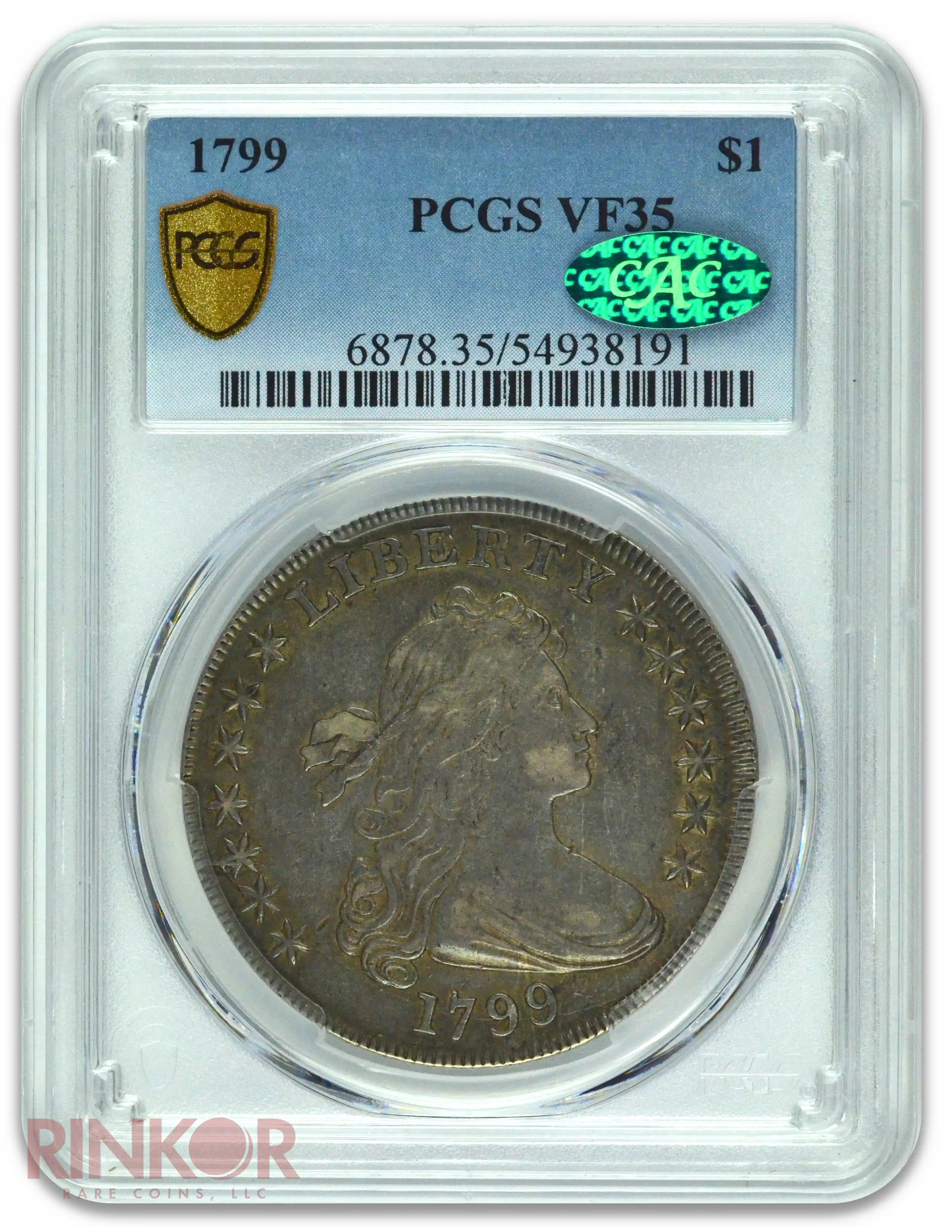 1799 $1 Draped Bust Dollar PCGS VF-35 CAC