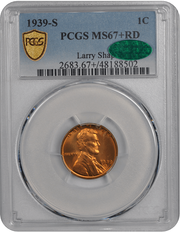 1939-S Lincoln PCGS (CAC) RD 67+ 