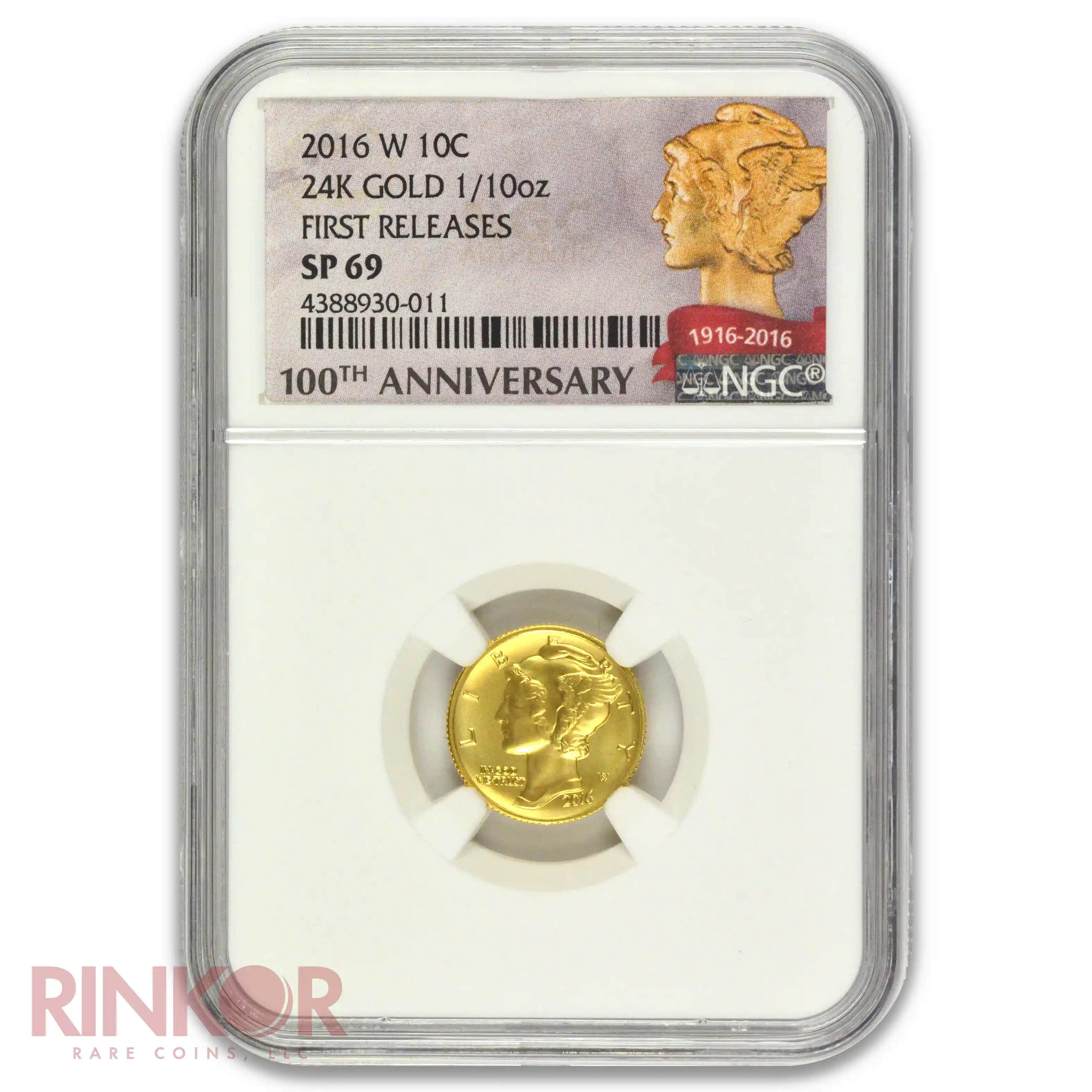 2016-W 1/10thoz Gold Mercury Dime Centennial First Releases NGC SP 69