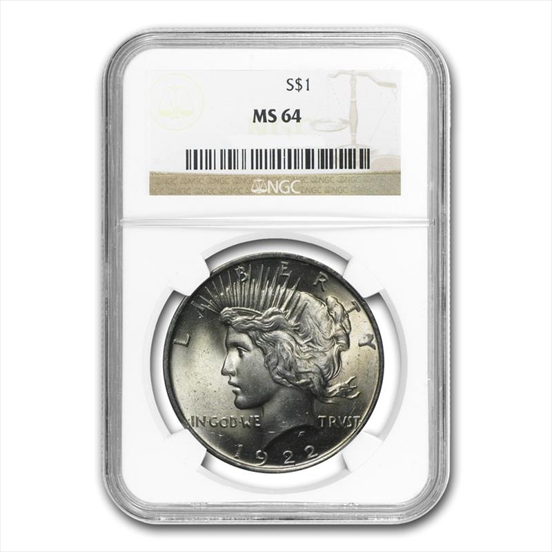 NGC Certified MS-64 Peace Silver Dollar (1922-1935) 