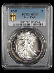 1990 $1 Silver Eagle PCGS MS68