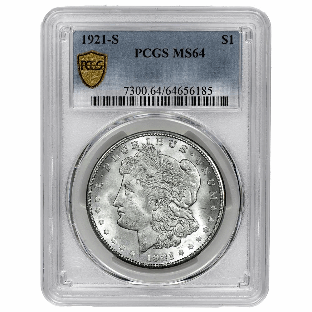 1921-S Morgan Silver Dollar $1 PCGS MS 64
