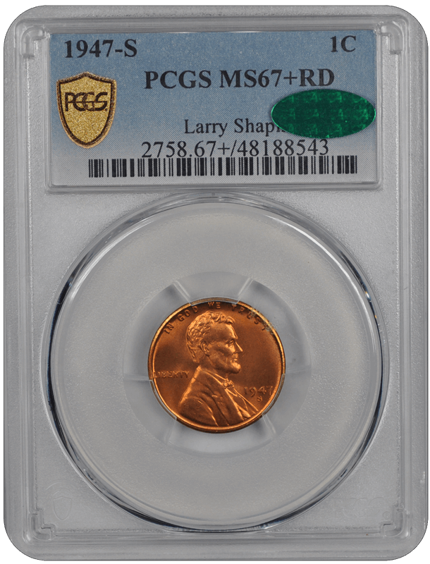 1947-S Lincoln PCGS (CAC) RD 67+ 