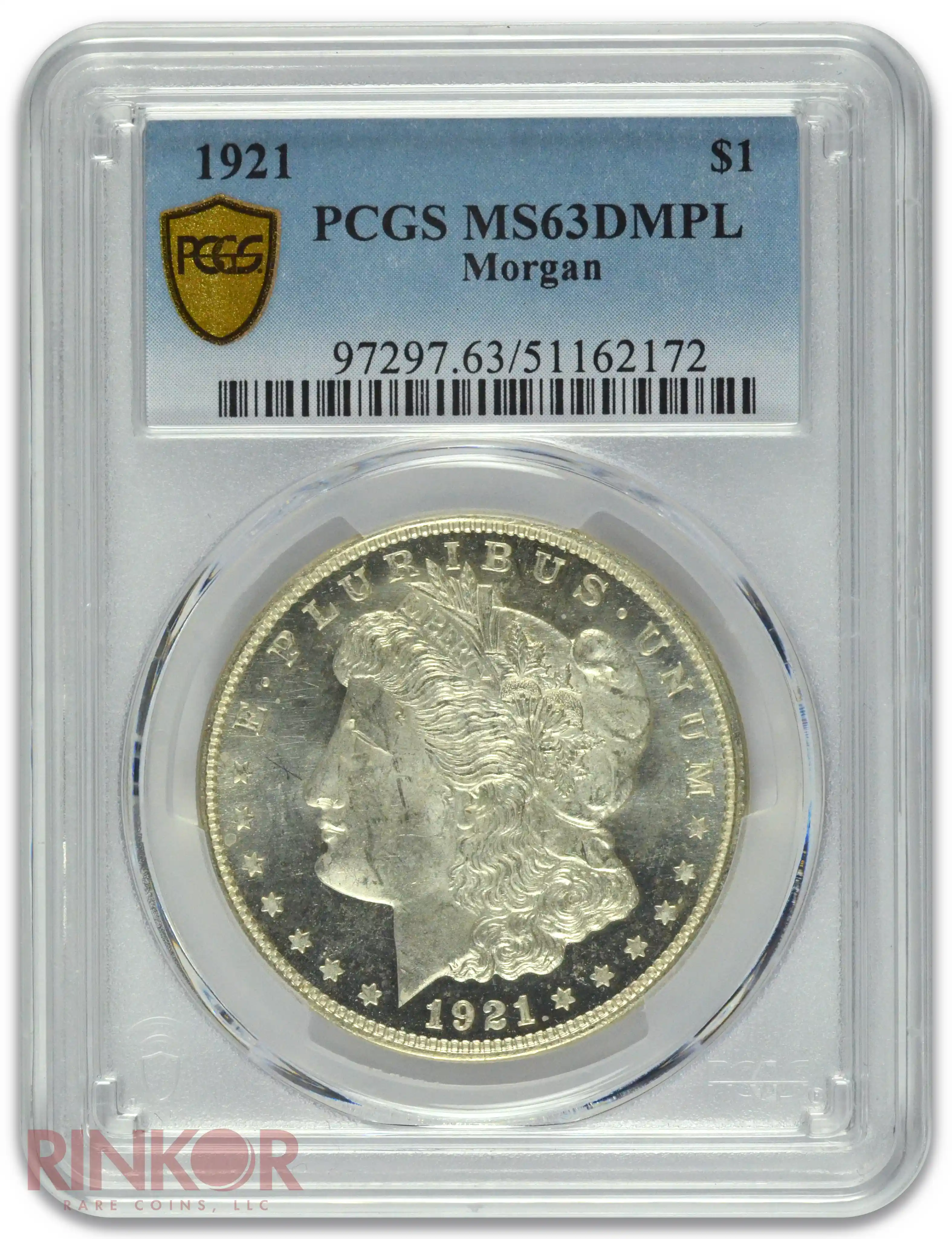 1921 $1 PCGS MS 63 DMPL