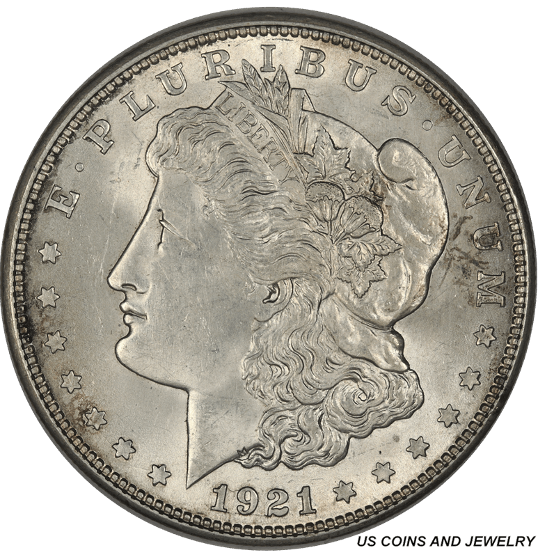 1921-D Morgan Silver Dollar,  Uncirculated - White