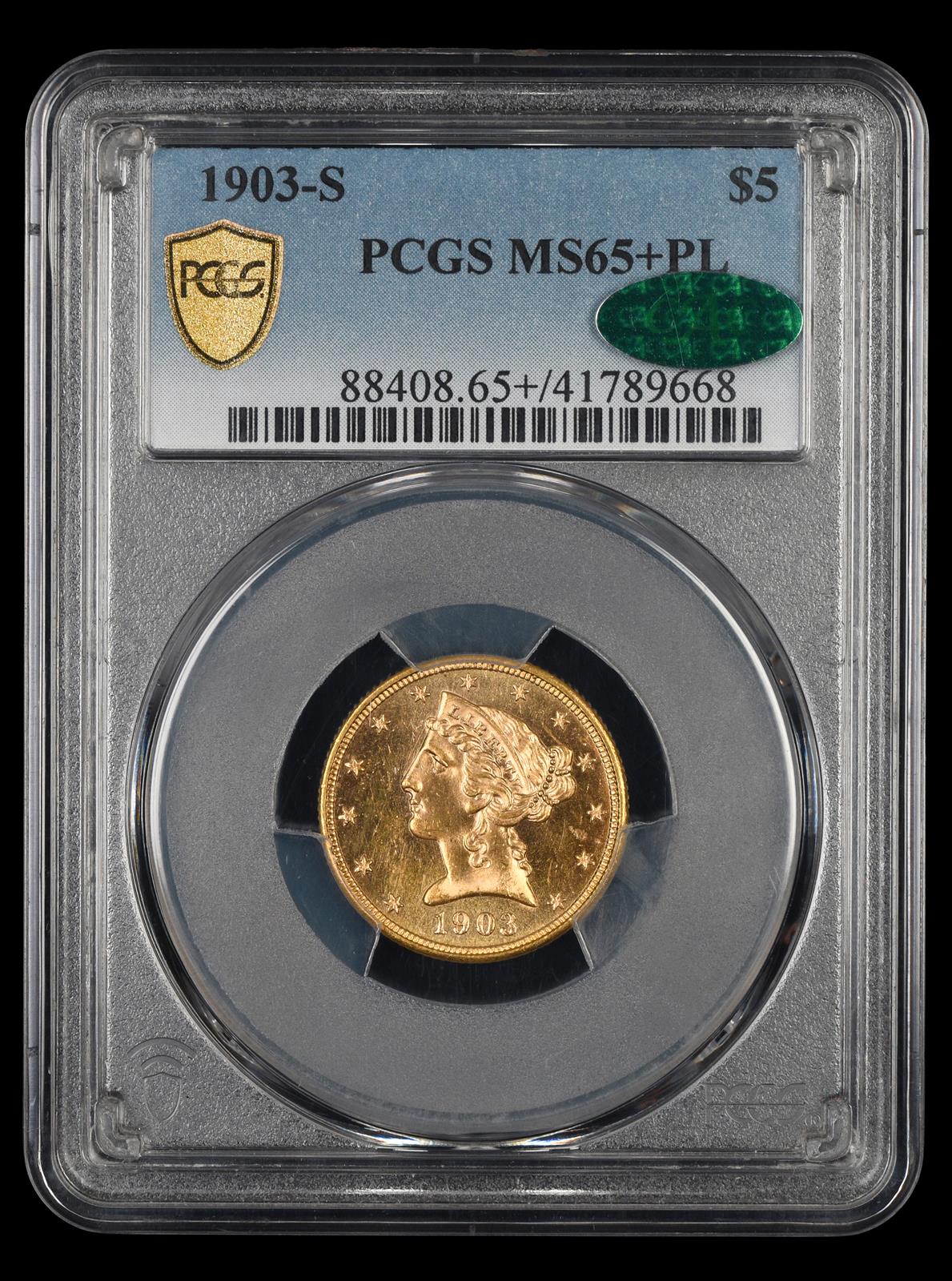 1903 S $5 Gold PCGS  MS65+ PL