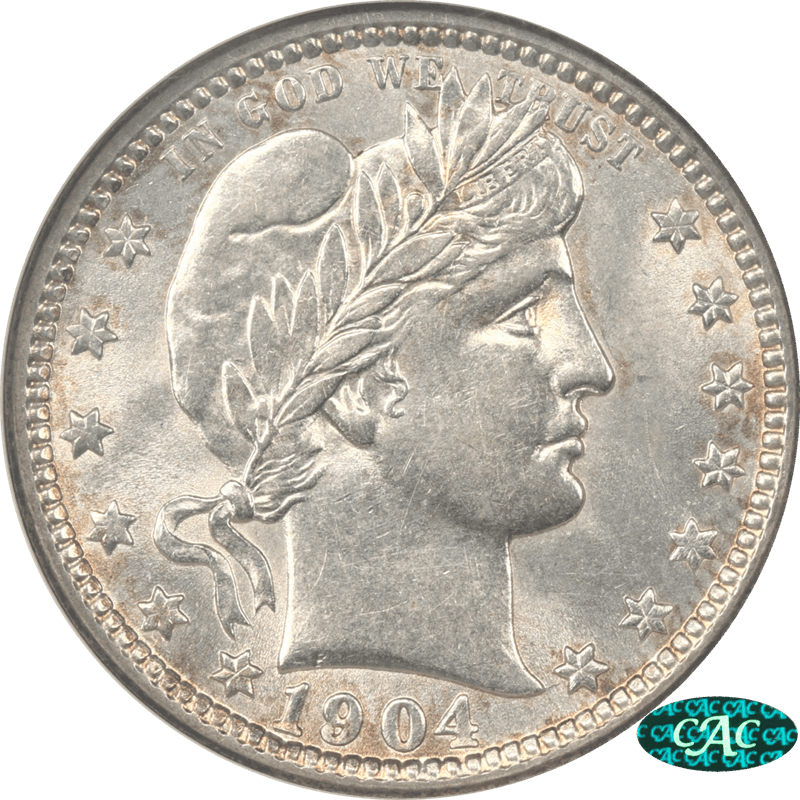 1904-O Barber Quarter, NGC AU58 CAC - Nice Original Coin
