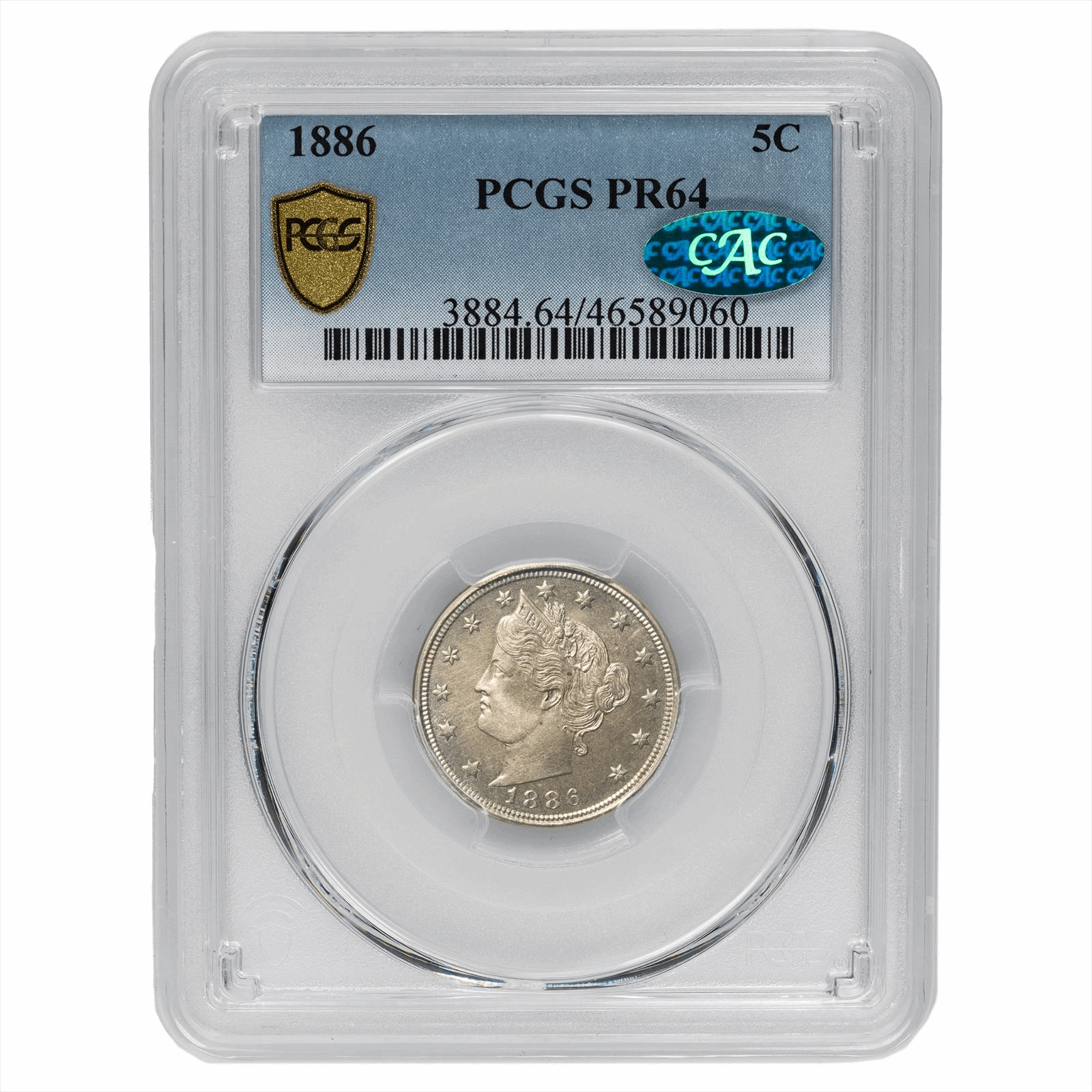 1886 Liberty Nickel 5C PCGS PR 64 CAC