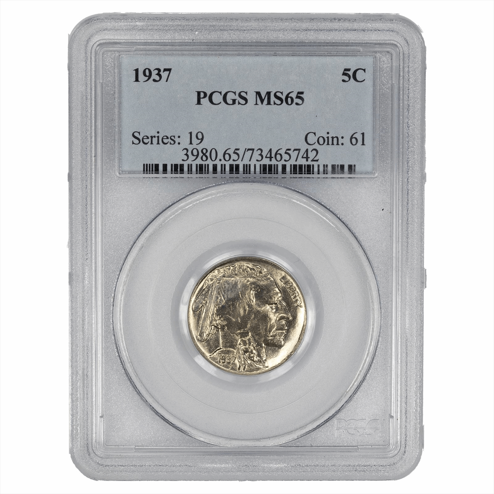 1937 Buffalo Nickel 5C PCGS MS 65