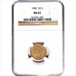 $2.5 Liberty Head Gold Quarter Eagle MS62 (Date Varies) 