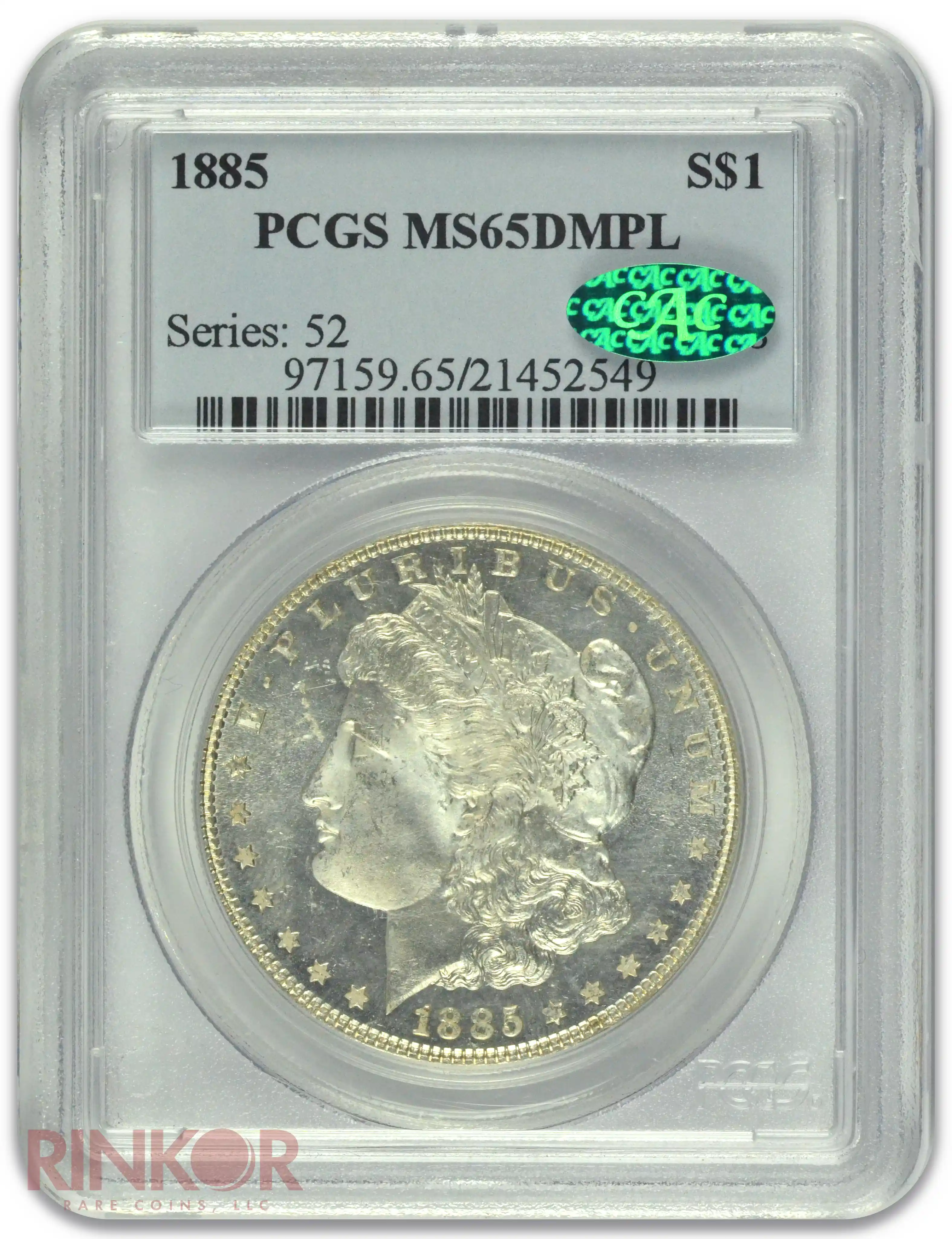 1885 $1 Morgan Dollar PCGS MS 65 DMPL CAC
