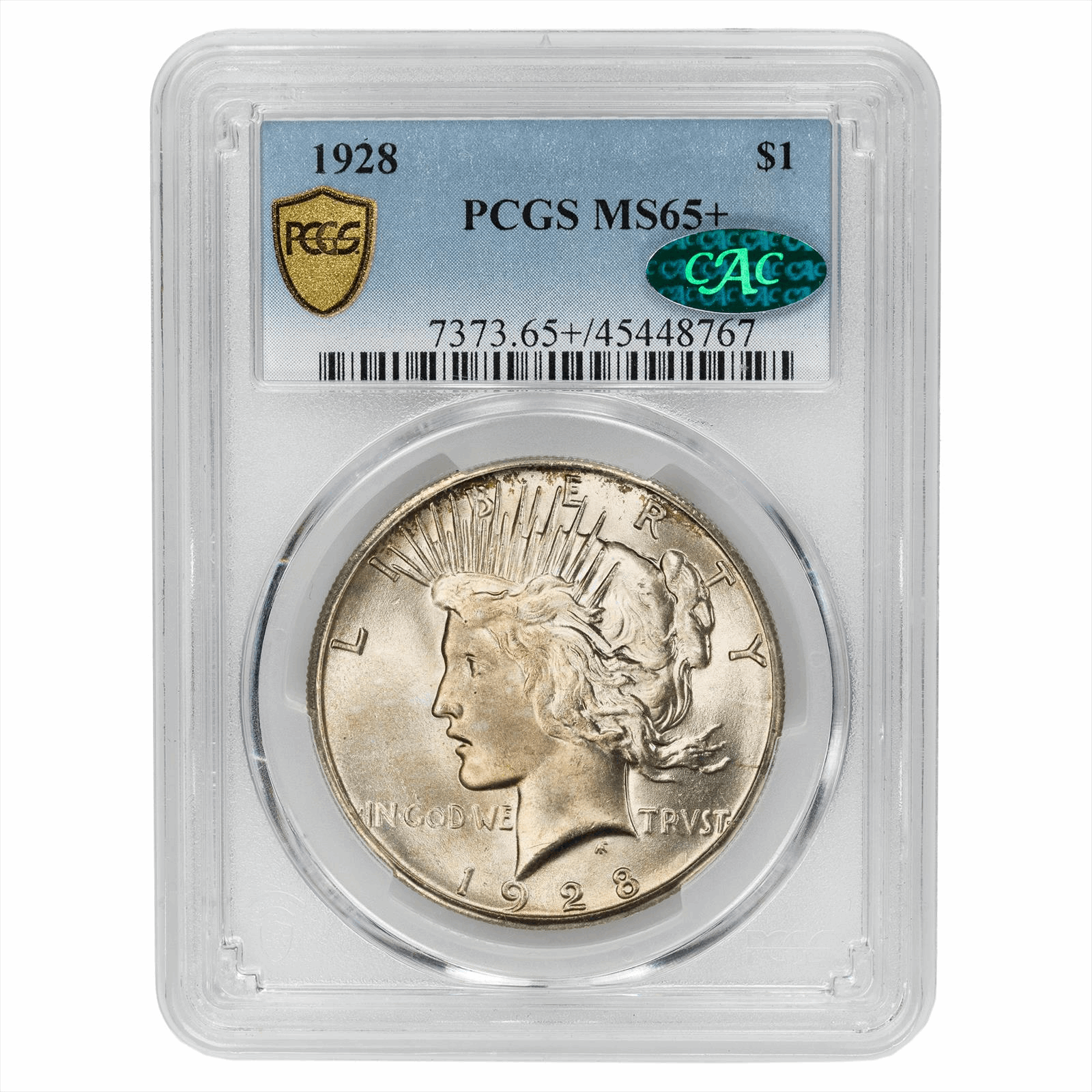 1928 Peace Silver Dollar $1, PCGS MS 65 + White and Lustrous