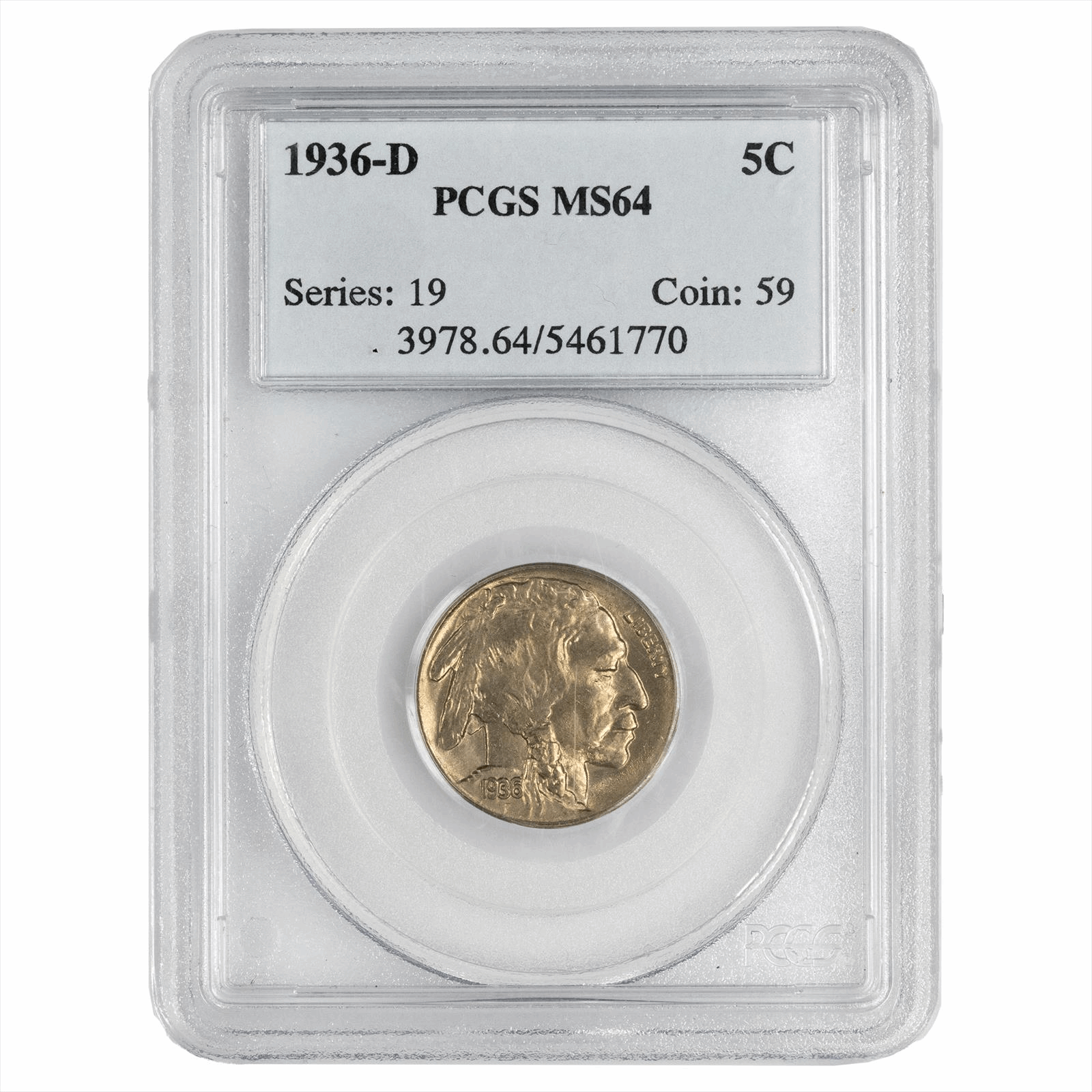 1936-D Buffalo Nickel PCGS MS 64 