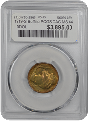 1919-S Buffalo PCGS CAC MS 64