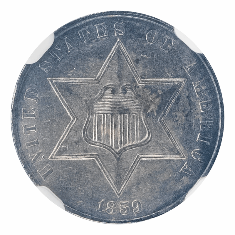 1859 Three Cent Silver 3C NGC MS 61 