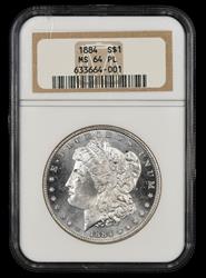 1884 $1 NGC MS 64 PL