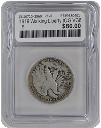 1916 Walking Liberty ICG VG8