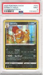2020 Pokemon SWSH Champions Path Scrafty - Holo #042 PSA Mint 9 