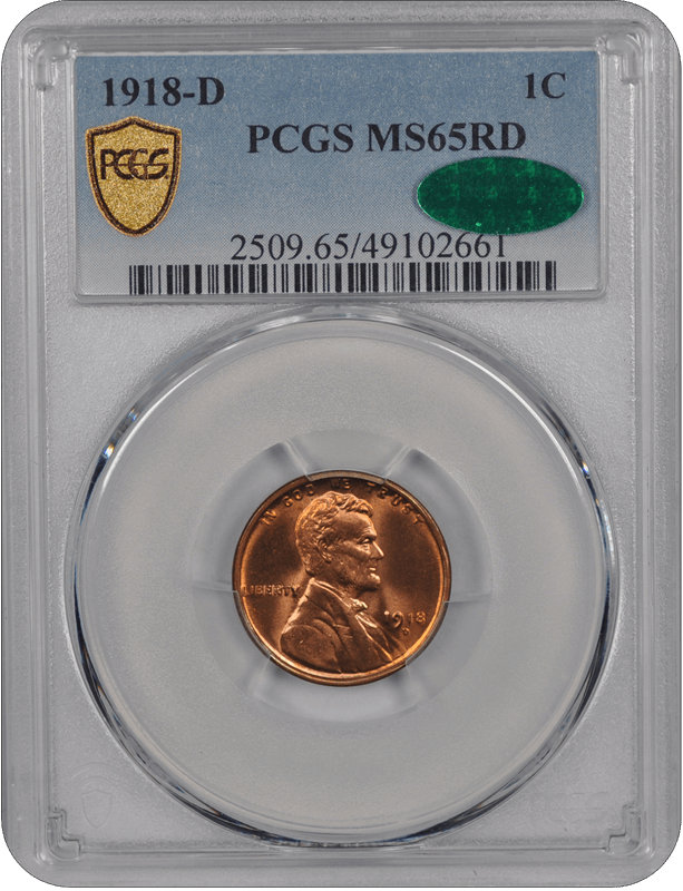 1918-D Lincoln PCGS CAC RD 65