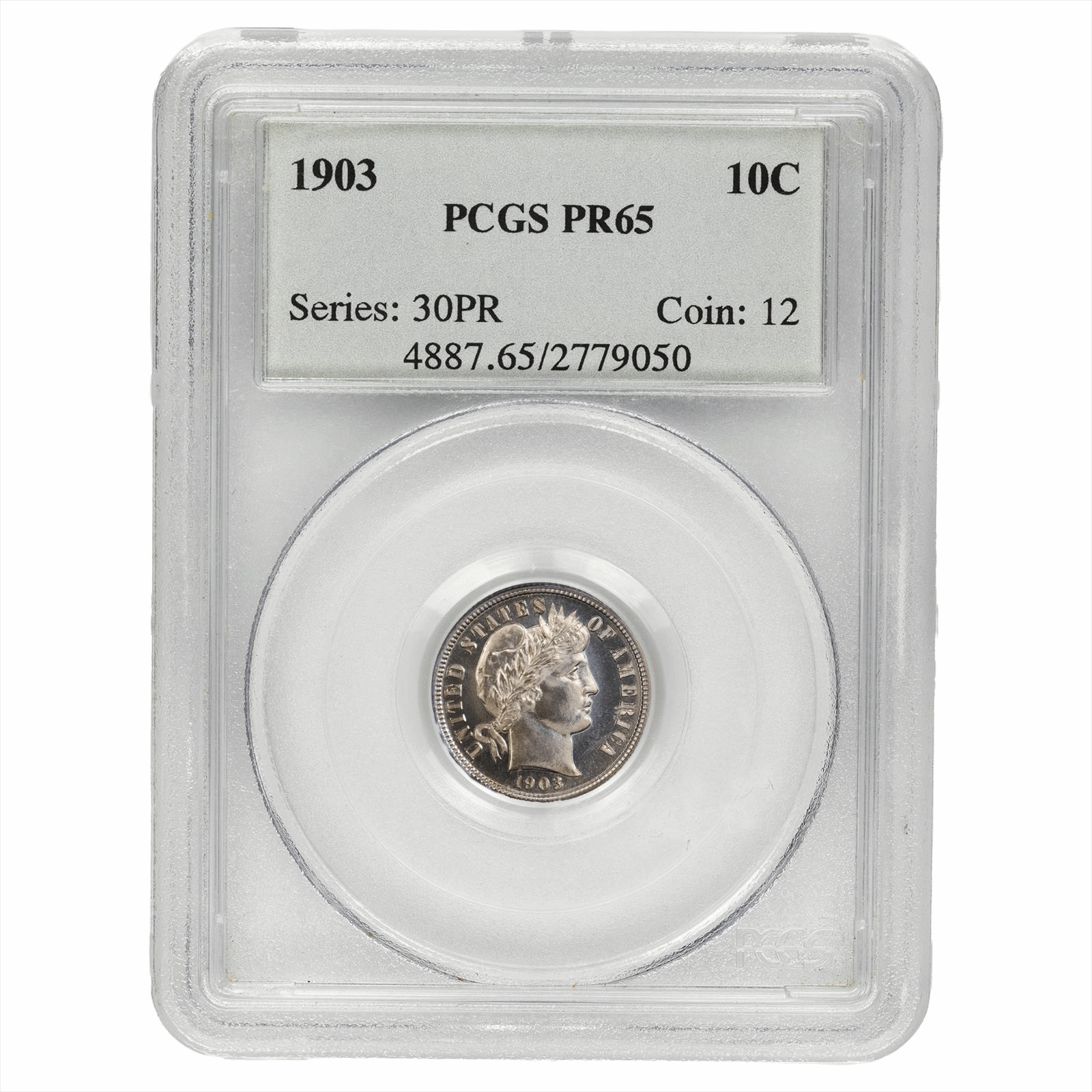 1903 Barber Dime 10C PCGS PR 65 