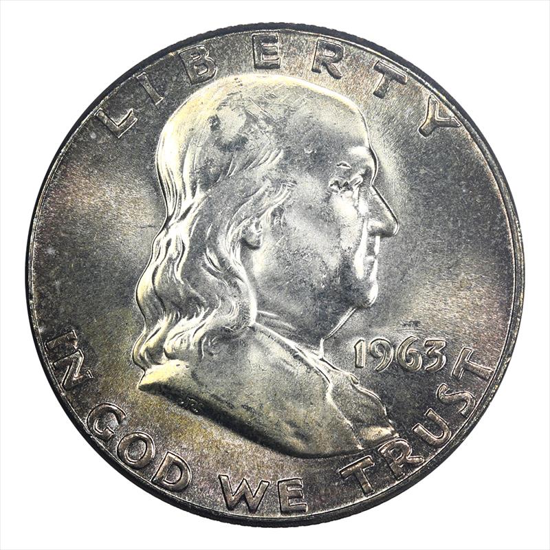 1963 Franklin Half Dollar 50c, Choice Uncirculated - Nice Original Coin 