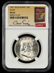 1951 Bugs Bunny 50c FS-401 Bill Fivaz Signature Label NGC MS64