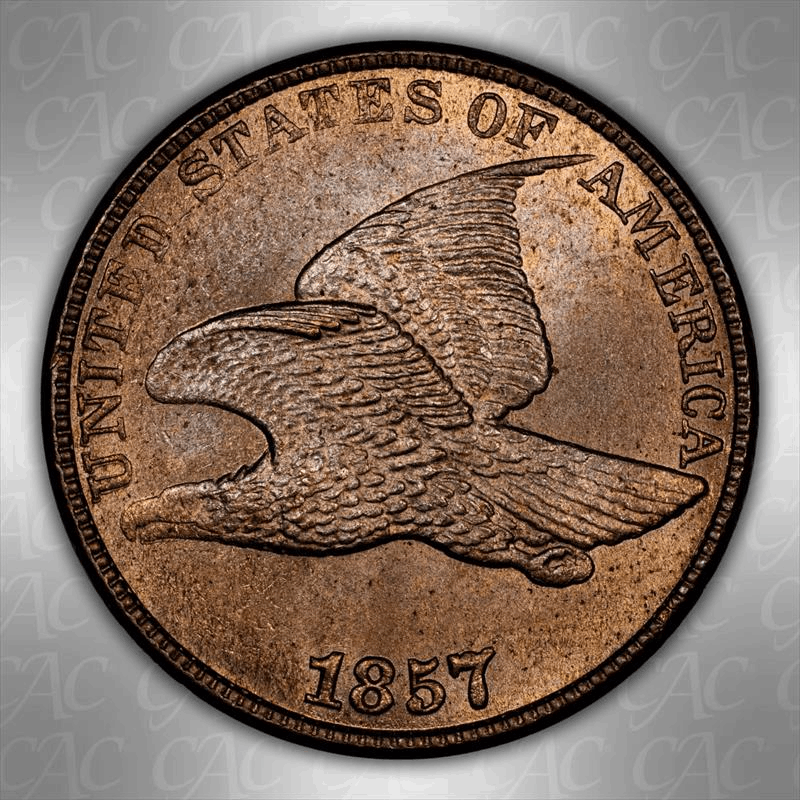 1857 Flying Eagle 1c CACG MS 65