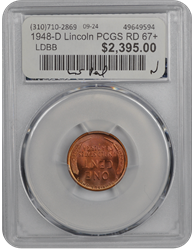 1948-D Lincoln PCGS RD 67+