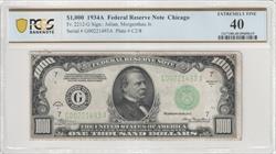 Fr. 2212-G 1934A $1,000 Federal Reserve Note Chicago PCGS EF40 