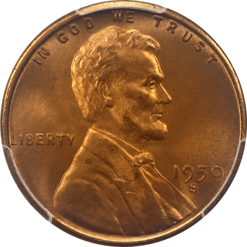 1950-S Lincoln Cent 1c PCGS MS67RD - Deep Vibrant Red